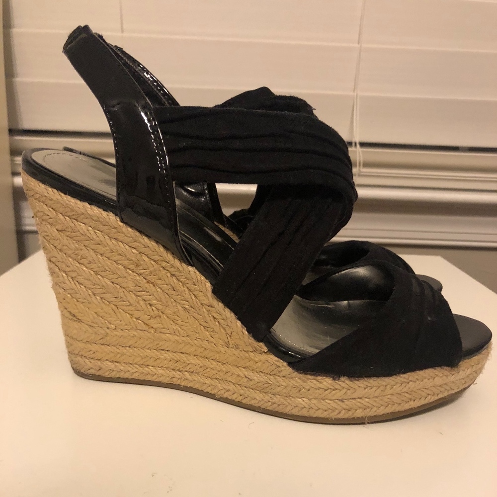 Black Peep Toe Wedges